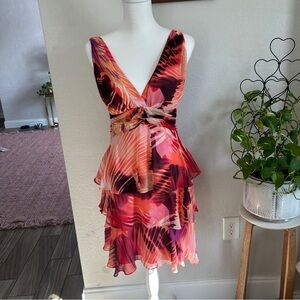 Flouncy fairy orange and pink tiered dress